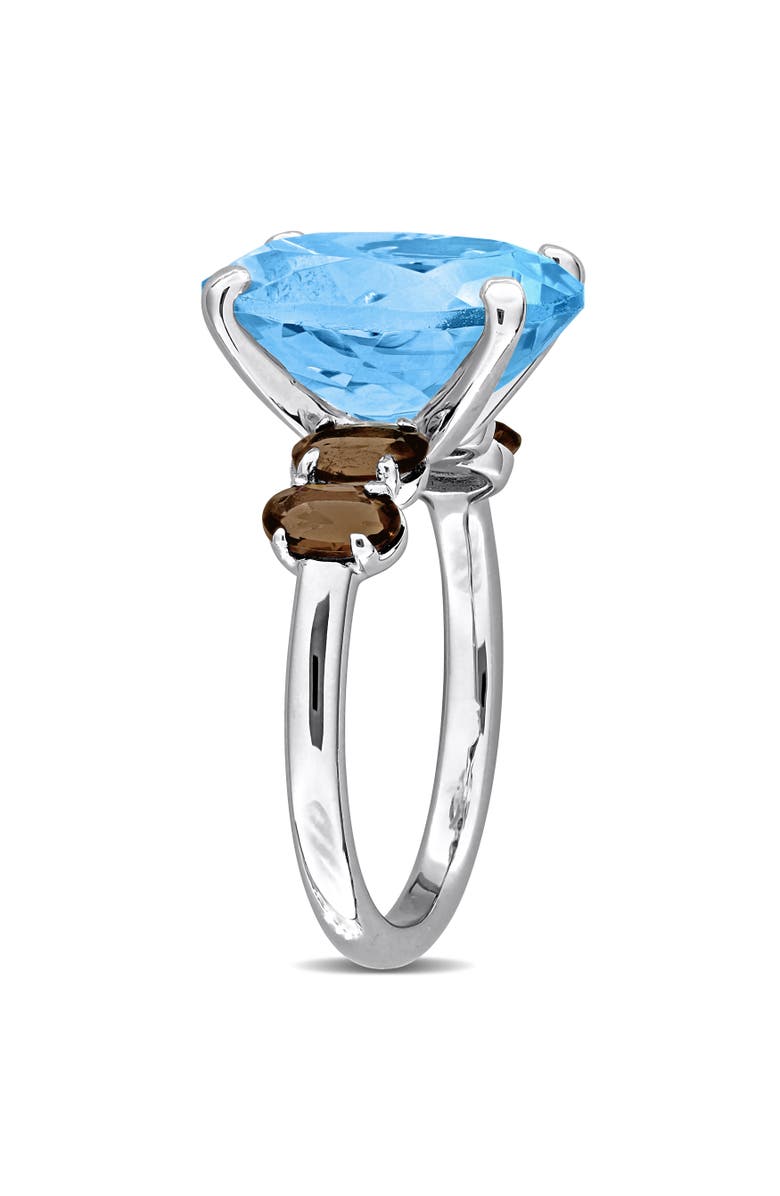 Julianna B. Gemstone Oval 5-Stone Ring Sterling Silver, Alternate, color, Blue Topaz/Smokey Quartz
