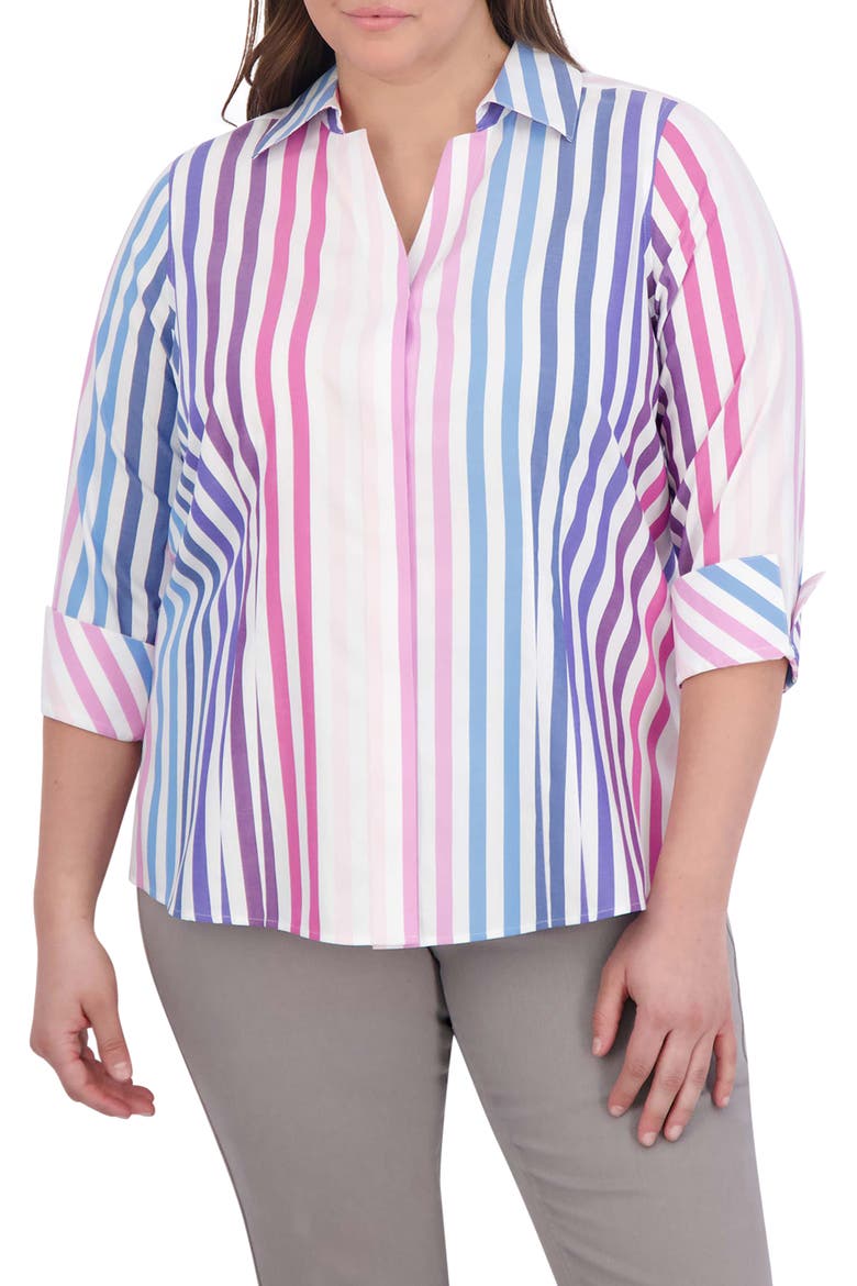 Taylor Stripe Cotton Button-Up Shirt, Main, color, WHITE MULTI