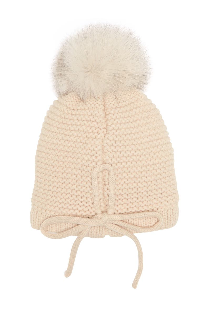 Kyi Kyi Genuine Fox Fur Pompom Knit Beanie, Alternate, color, 