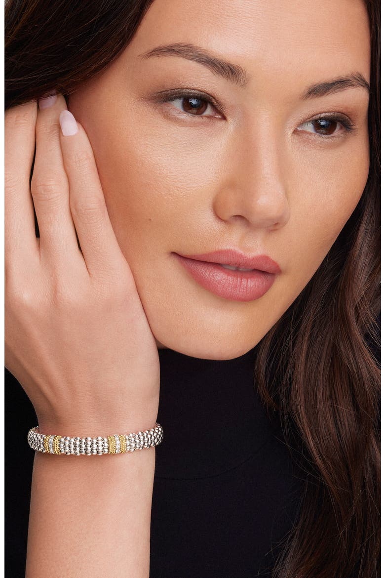 Lux 18k Gold Diamond Station Bracelet, Alternate, color, SILVER