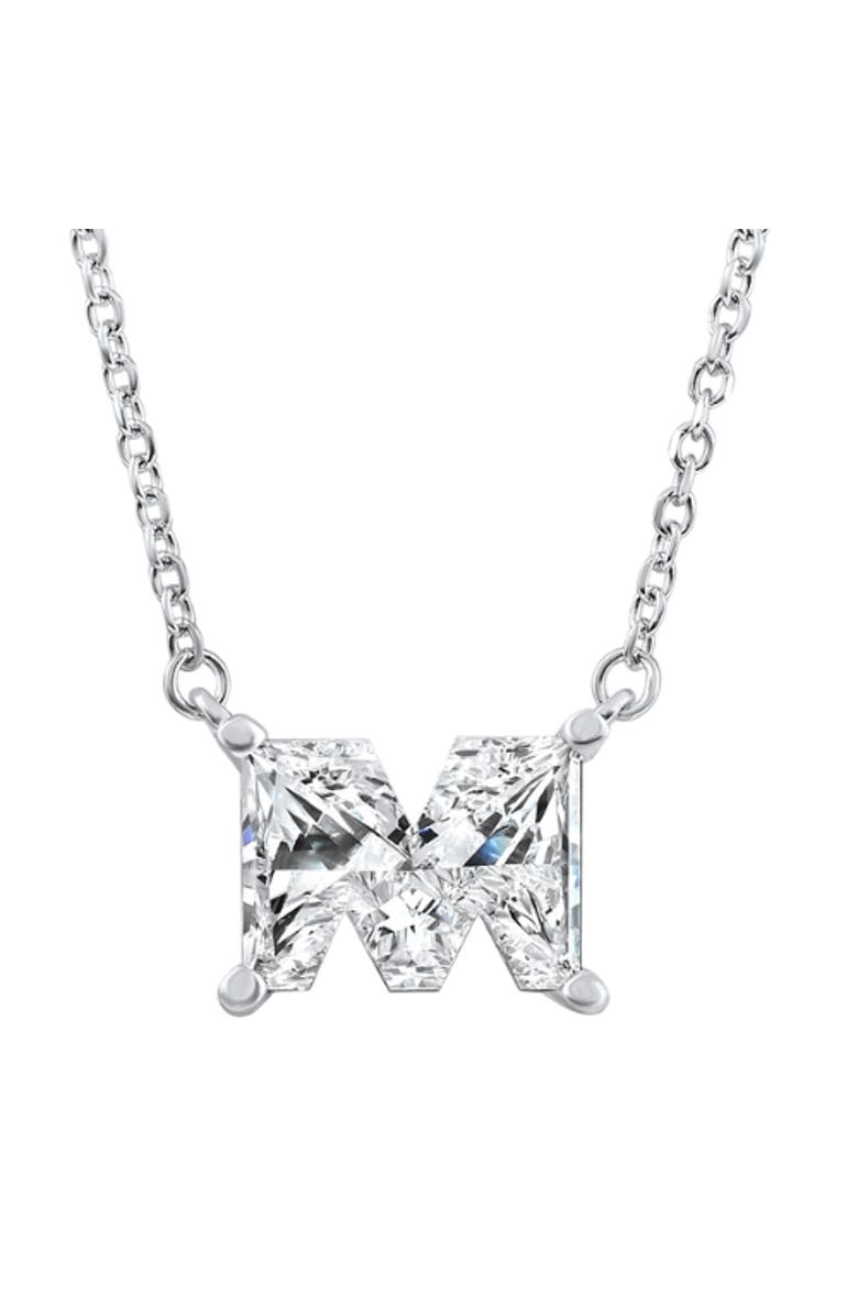 Bliss Diamond Diamond "M" Initial Pendant 18" Necklace 14K Gold Lab Grown, Main, color,