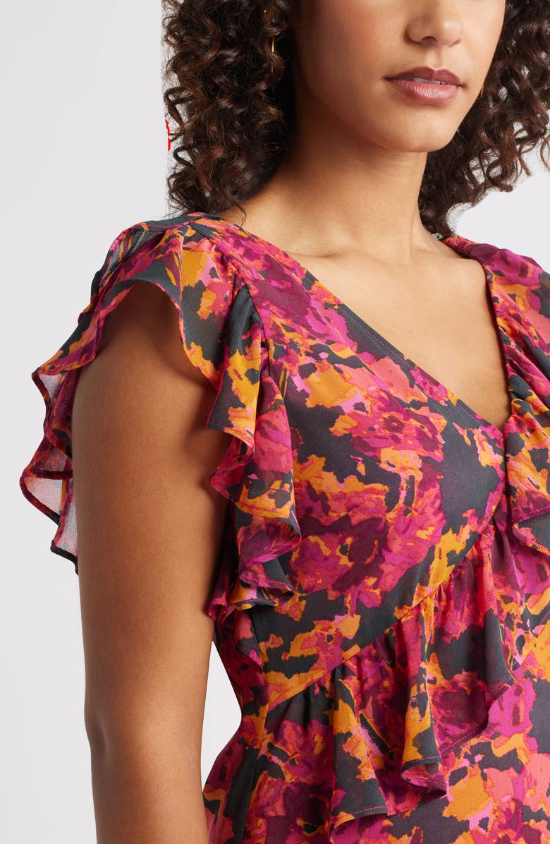 Chelsea28 Ruffle Tiered Chiffon Midi Dress, Alternate, color, Miranda Floral