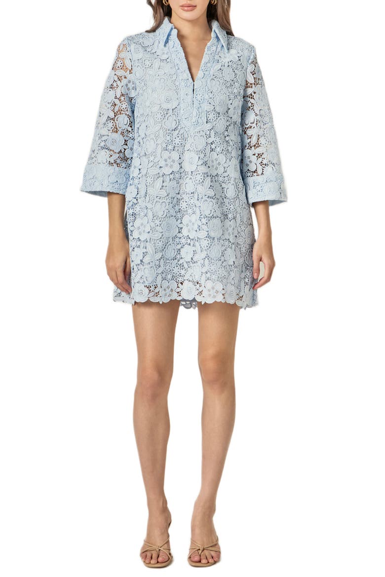 Guipure Lace Minidress, Main, color, POWDER BLUE