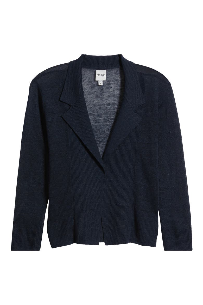 Featherknit Linen Blend Cardigan, Alternate, color, DARK INDIGO