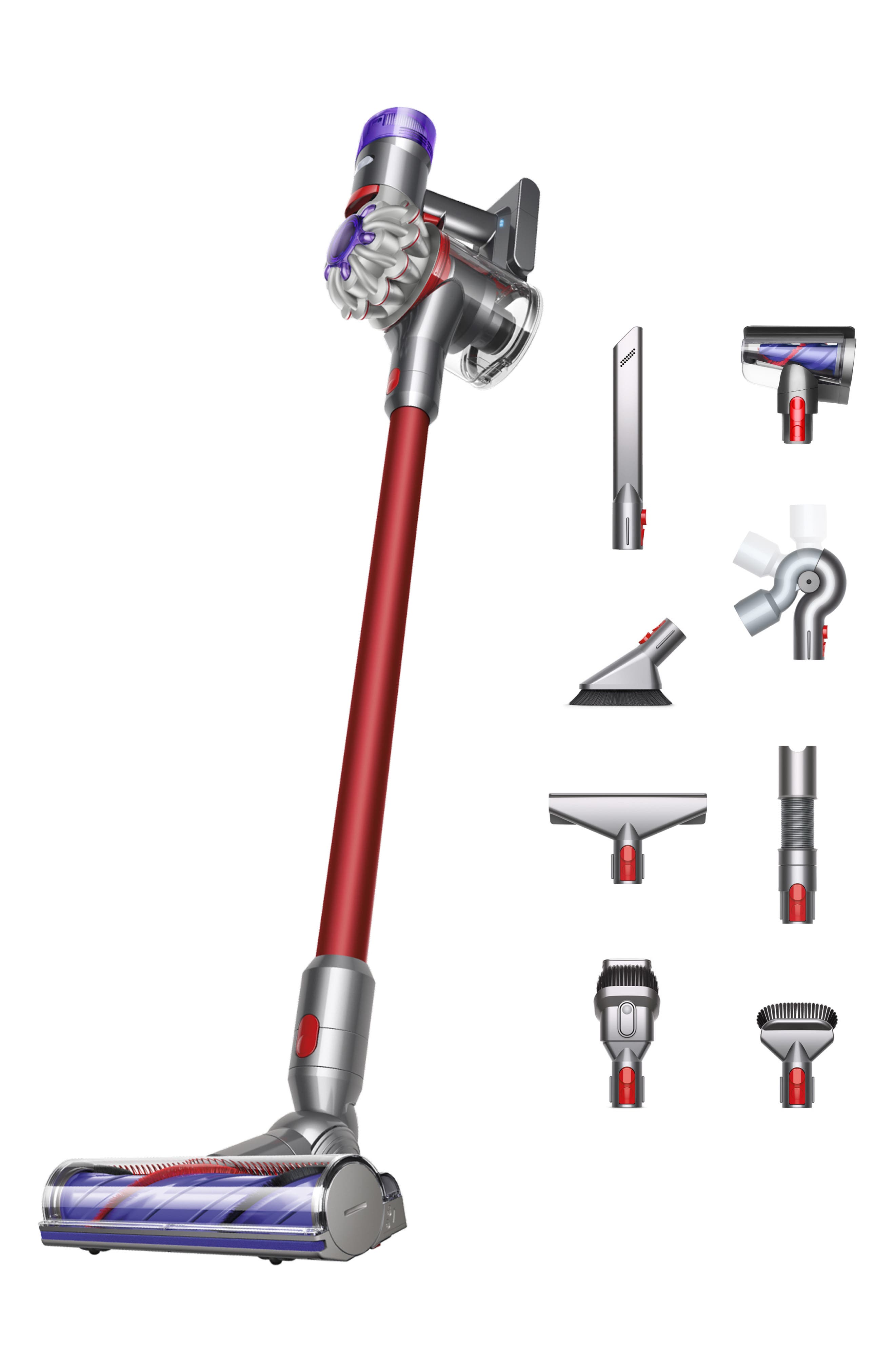 Dyson v8 Extra Vaccum - Silver/Red - Refurbished
