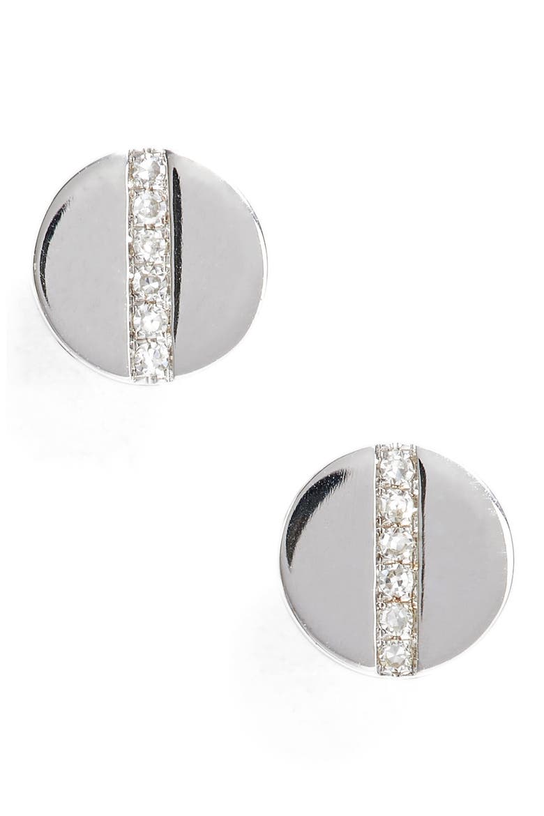 Screw Diamond Stud Earrings, Main, color, WHITE GOLD