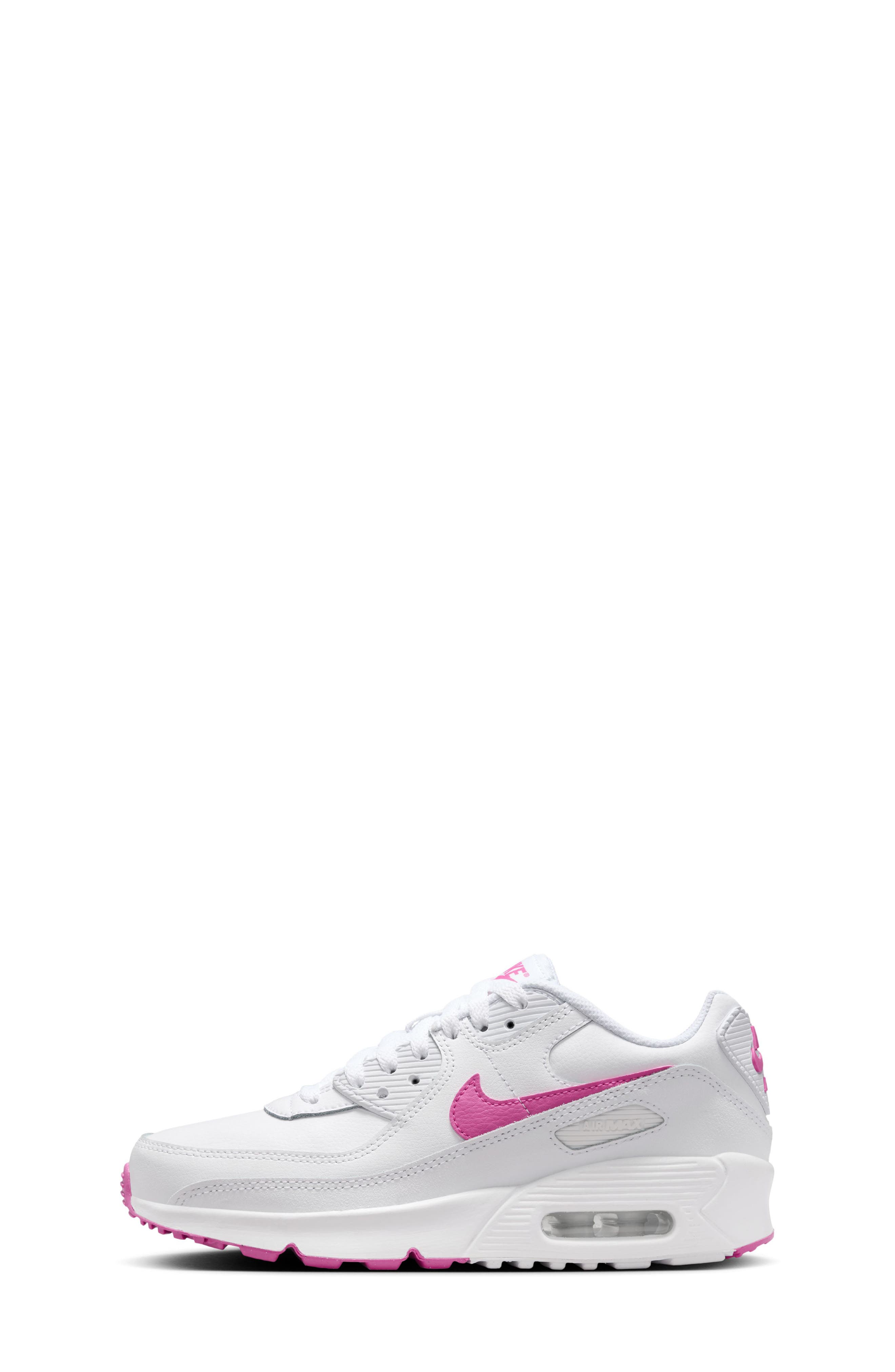 Nike Air Max 90 Sneaker, Alternate, color, 101 White/Laser Fuchsia