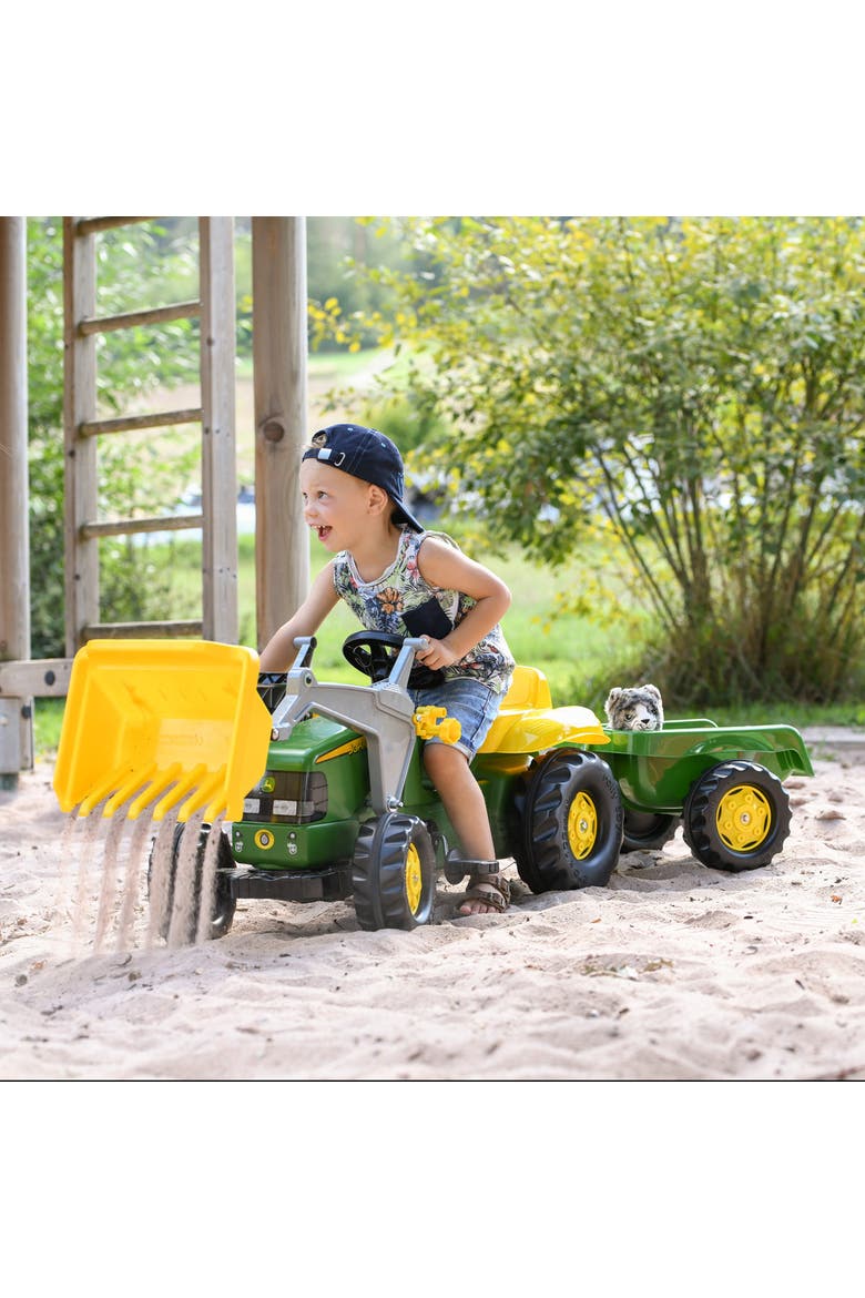 Kid Tractor w/Trailer, Alternate, color, Green/Yellow