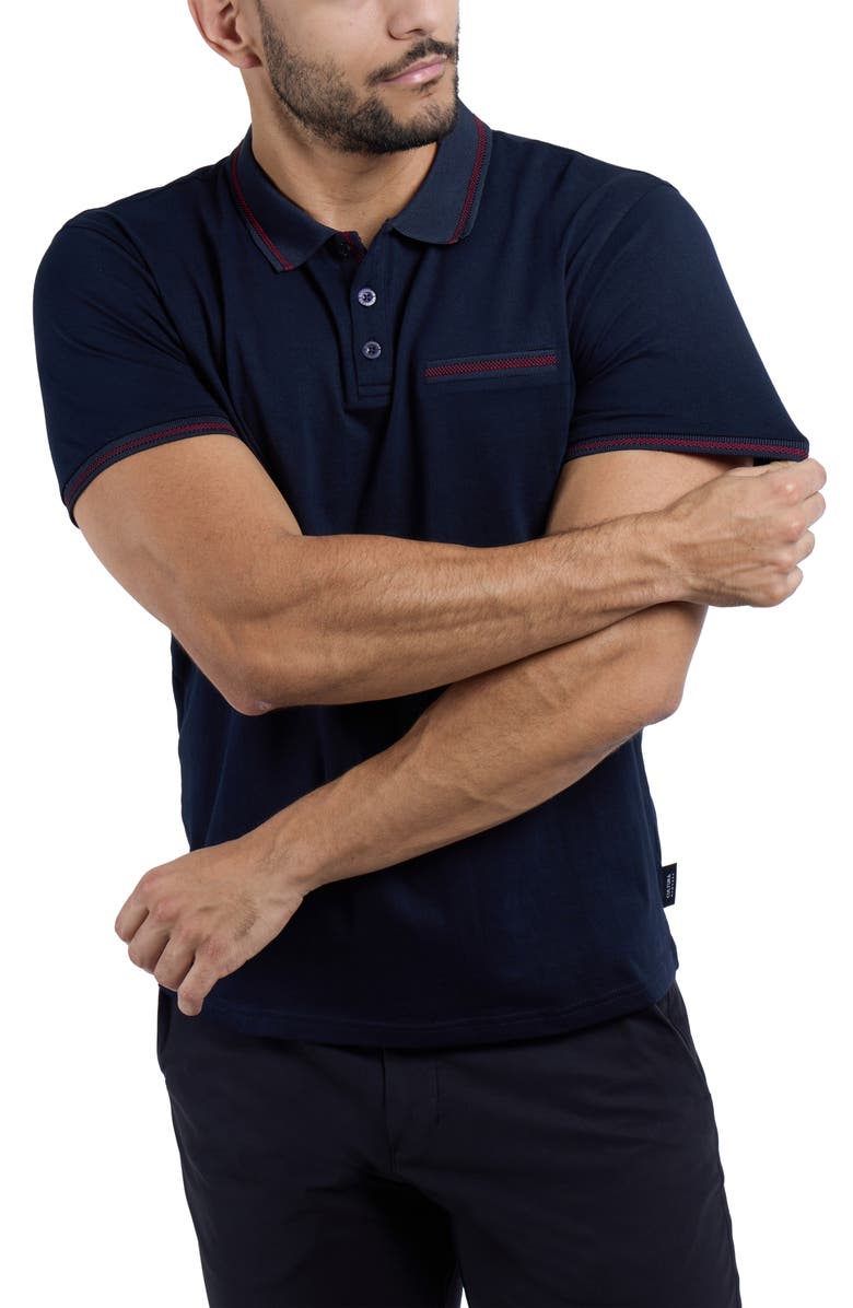 XRAY Jacquard Polo, Alternate, color, Navy/ Burgundy
