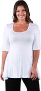 24seven Comfort Apparel Elbow Swing Tunic Top