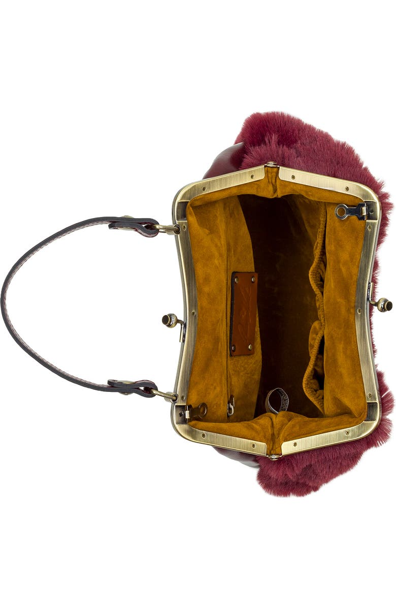 Patricia Nash Laureana Faux Fur Frame Top Shoulder Bag, Alternate, color, Oxblood