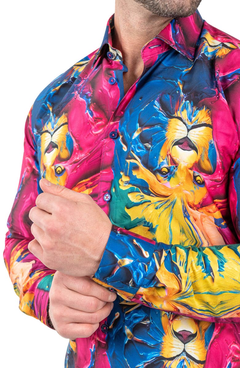 Maceoo Fibonacci Scarlion Pink Regular Fit Cotton Button-Up Shirt, Alternate, color, 