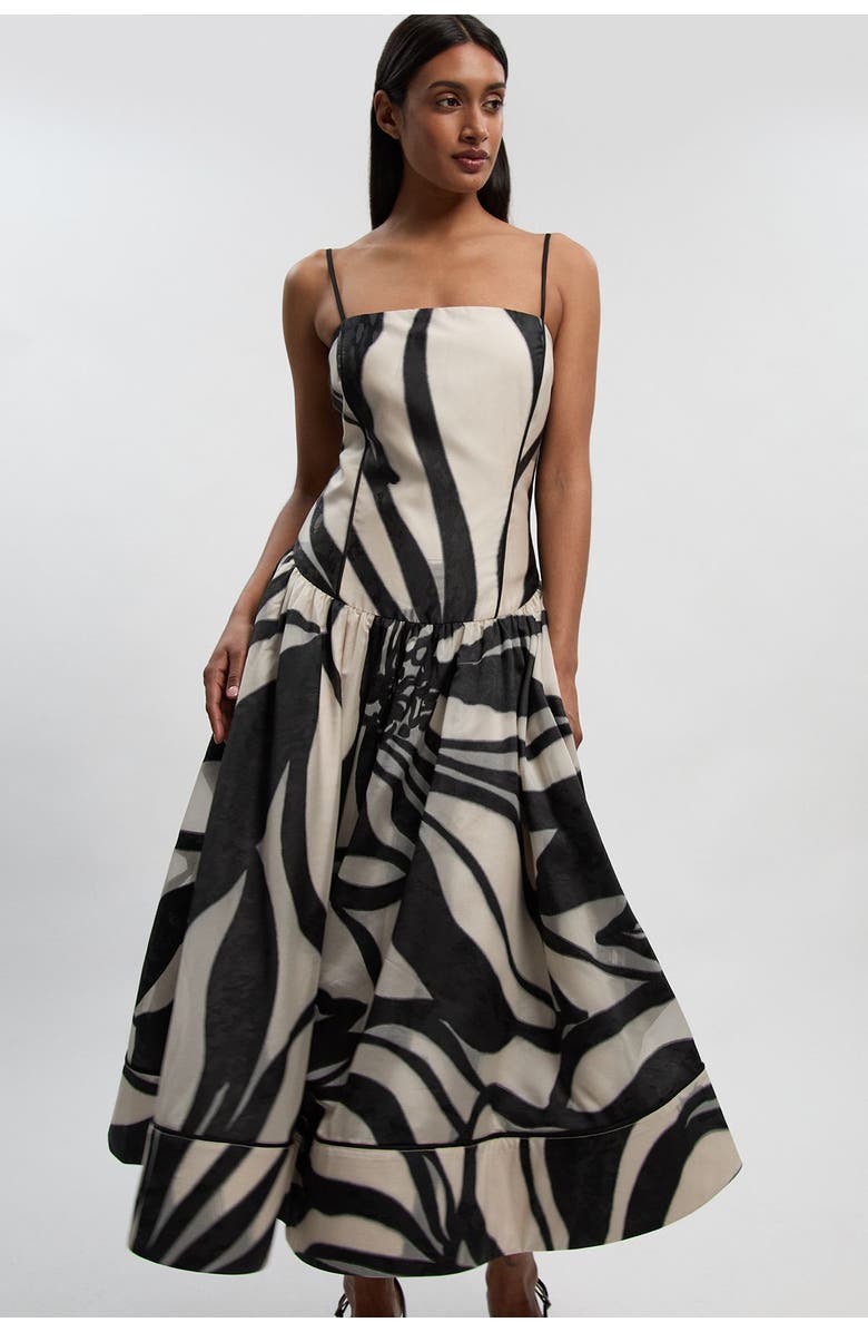 Karen Millen Floral Jacquard Maxi Prom Dress, Alternate, color, Mono