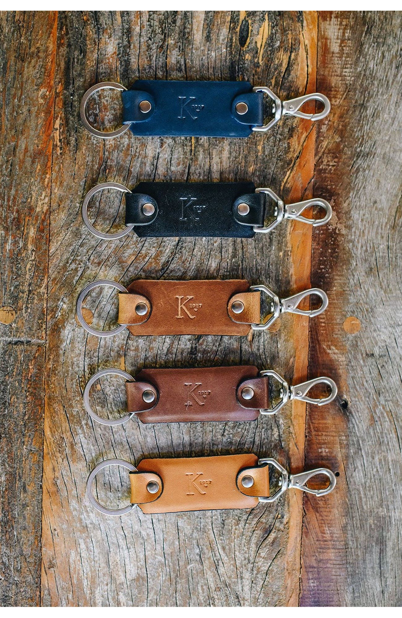 Preston Leather Swivel Hook Key Chain, Alternate, color, Brown