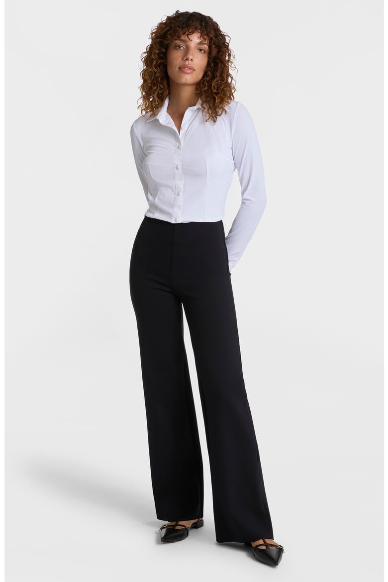 Ribbed Button-Up Bodysuit, Alternate, color, WHITE