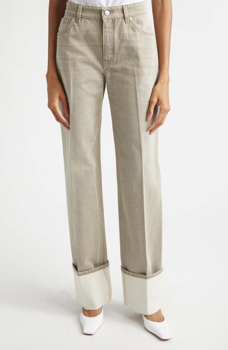Stella McCartney Cuffed Straight Leg Jeans, Main, color, Mist Grey
