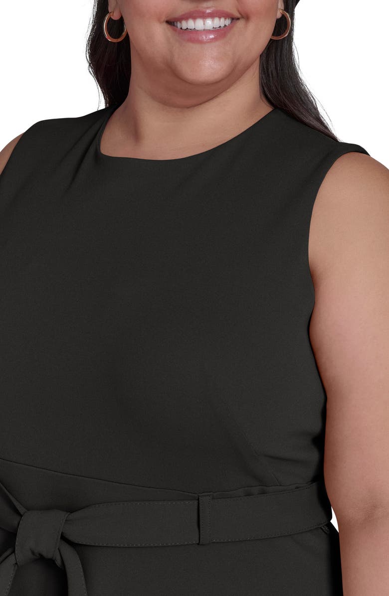 Calvin Klein Tie Scuba Crepe Midi Dress, Alternate, color, Black