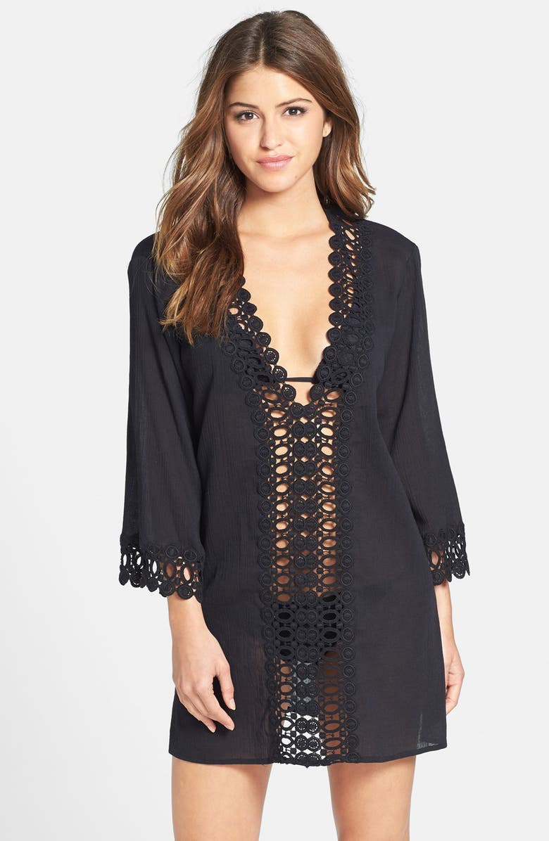 La Blanca Crochet Trim Cover-Up, Main, color, 