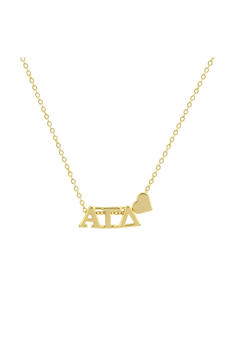 Alpha Gamma Delta Sorority Gold Heart Necklace, Alternate, color, Yellow Gold