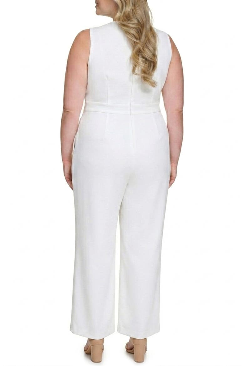 Bow Neck Sleeveless Stretch Crepe Jumpsuit, Alternate, color, IVORY