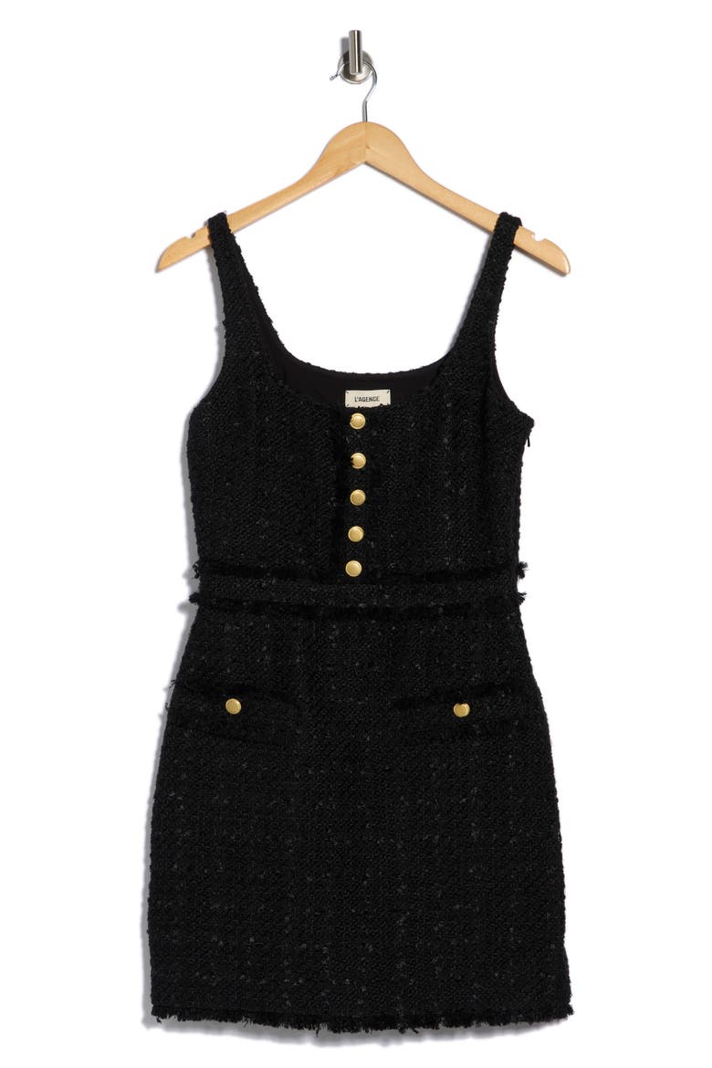 Valli Sleeveless Tweed Minidress, Alternate, color, BLACK