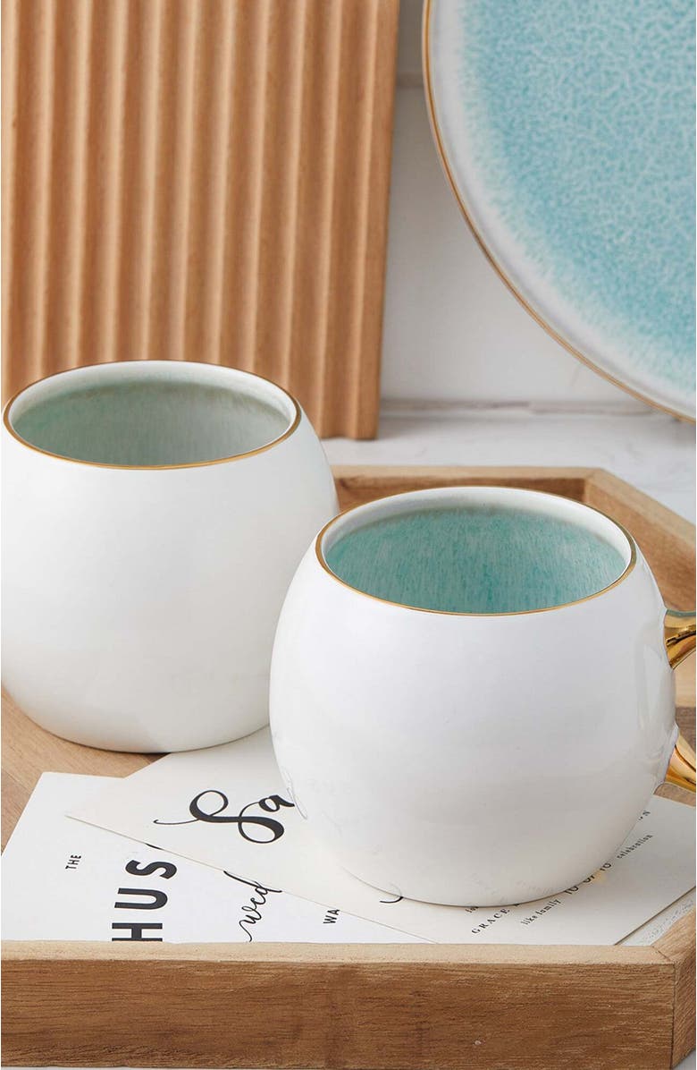 Stone Lain Josephine Porcelain 4-Piece Mug Set, Alternate, color, Mint