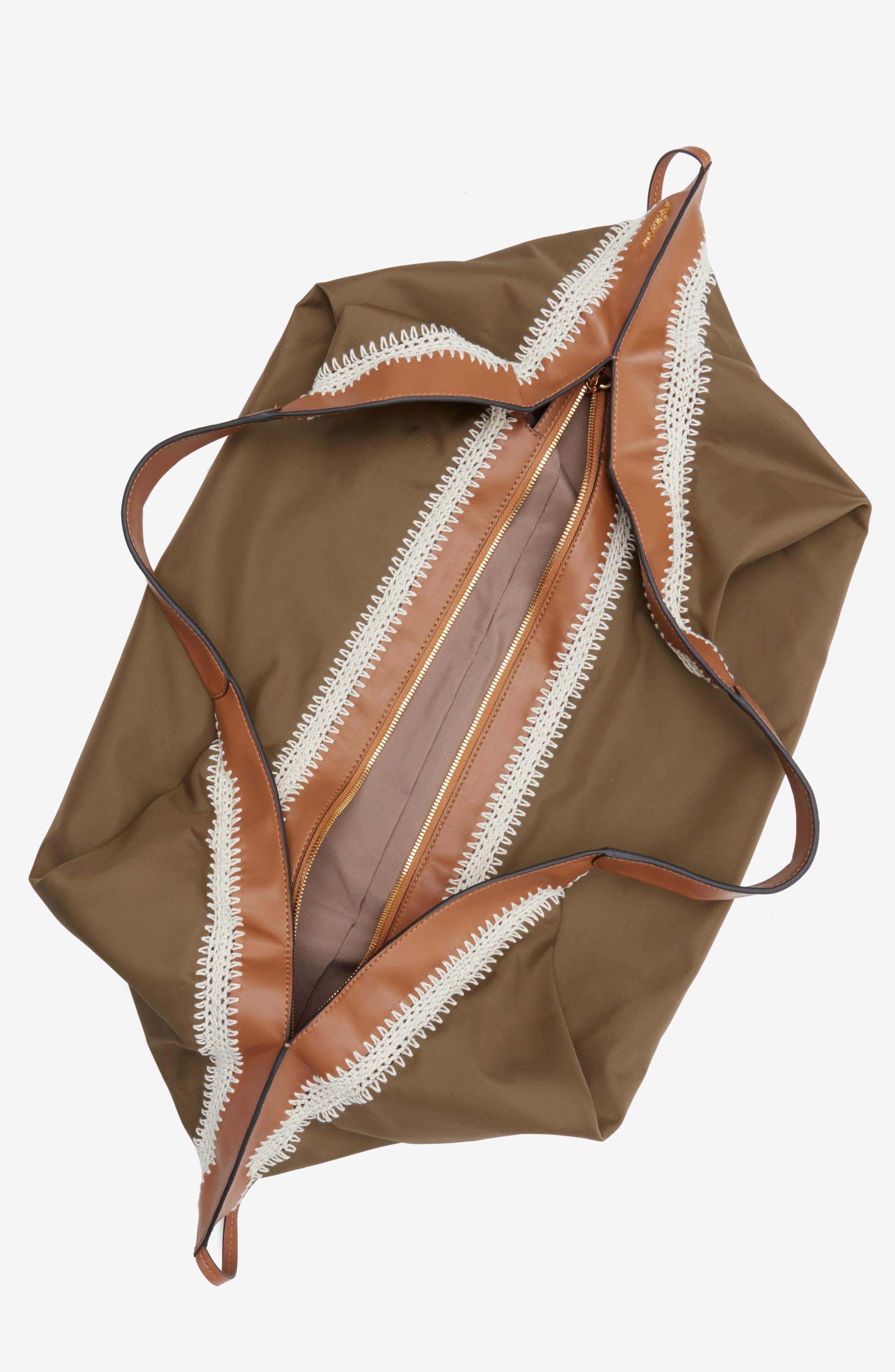 3.1 Phillip Lim Nylon Luna Bag with Contrast Stitch, Alternate, color, Mushroom