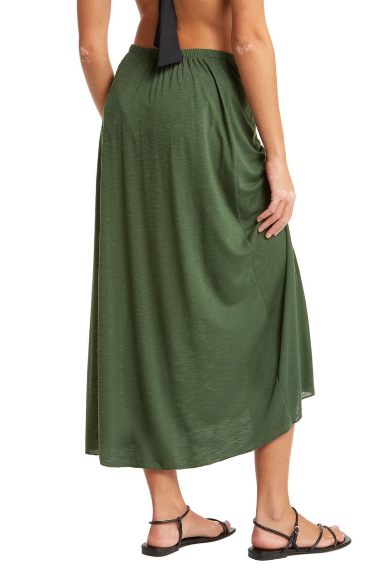 Breezy Basics Drawstring Side Maxi Skirt, Alternate, color, CACTUS