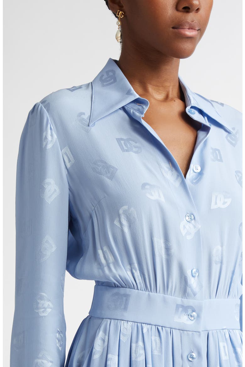 Logo Jacquard Long Sleeve Silk Shirtdress, Alternate, color, GLICINE VIOLA CHIARI