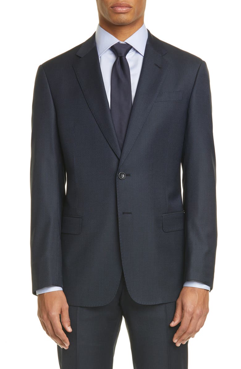 Giorgio Armani Trim Fit Solid Stretch Wool Suit, Alternate, color, 