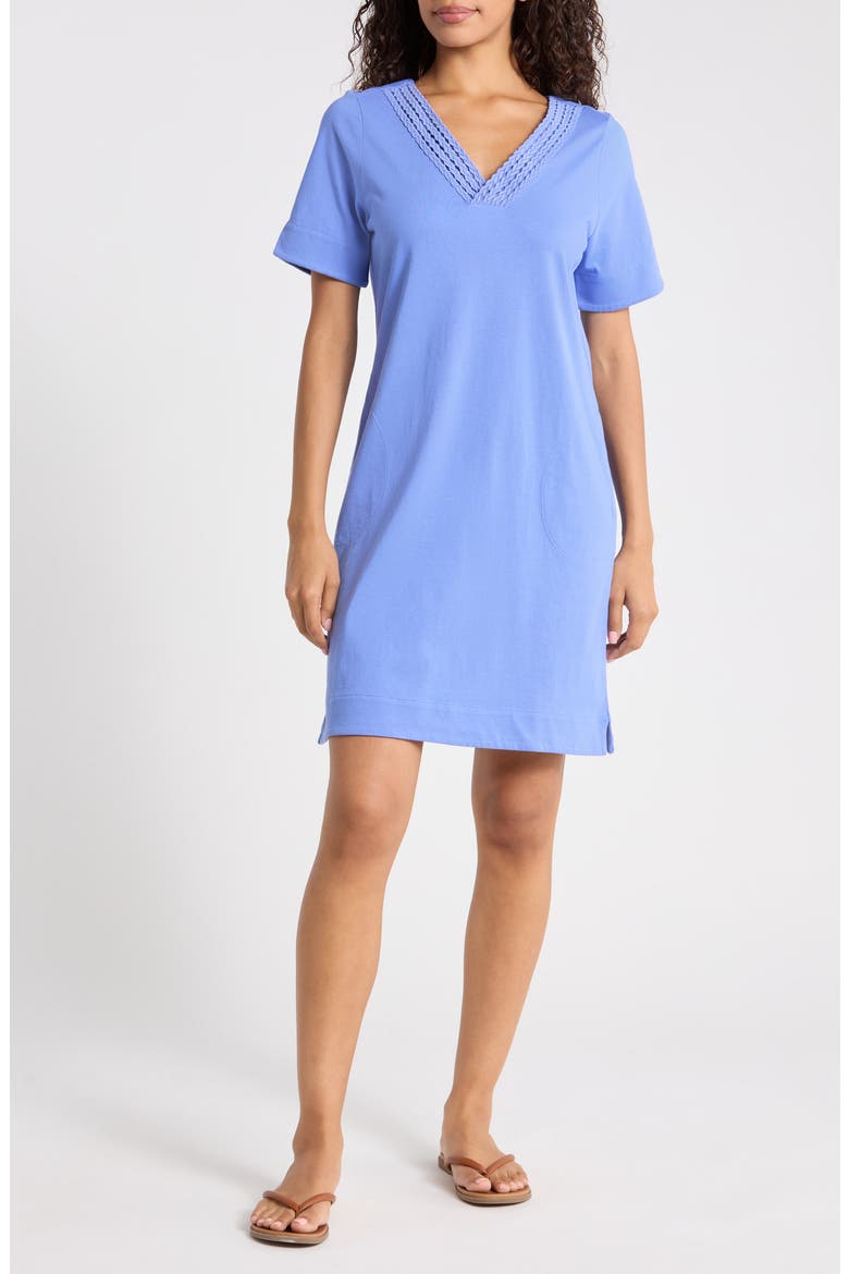 Island Scape Braided Trim Dress, Main, color, BLUE COVE
