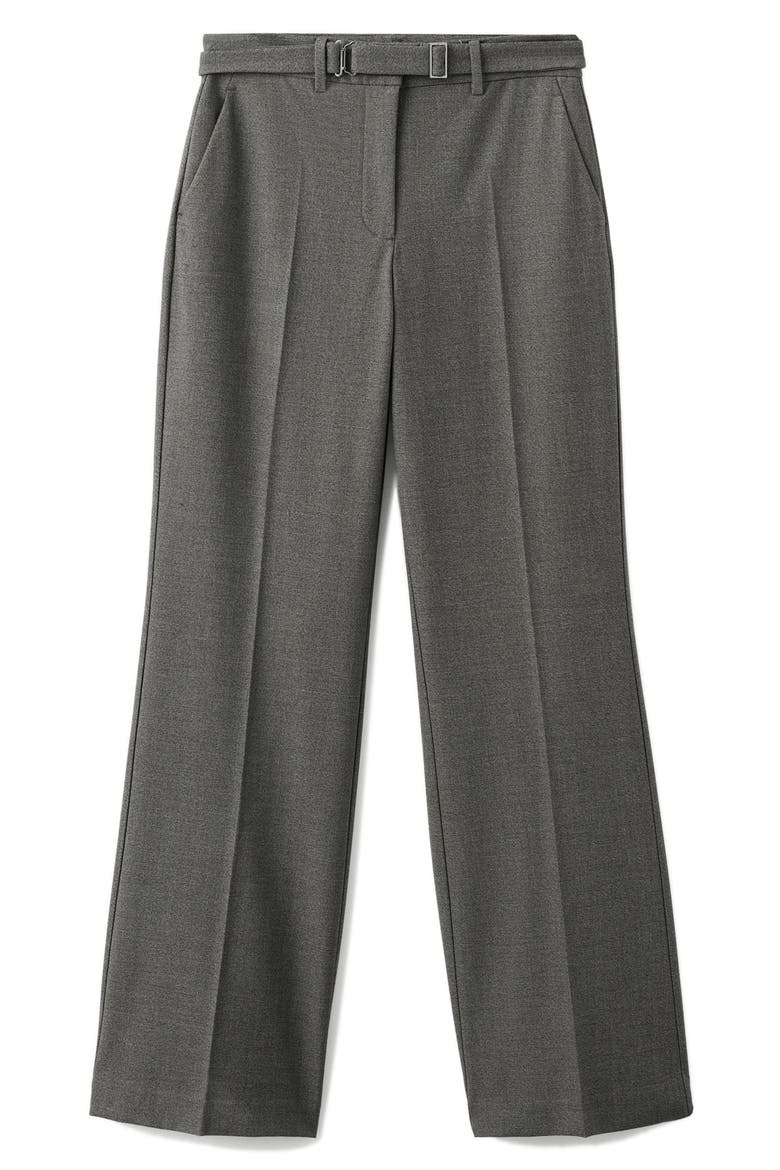 Belted Pleated Straight Leg Pants, Alternate, color, BROWN