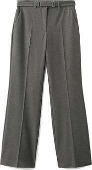 MANGO Belted Pleated Straight Leg Pants