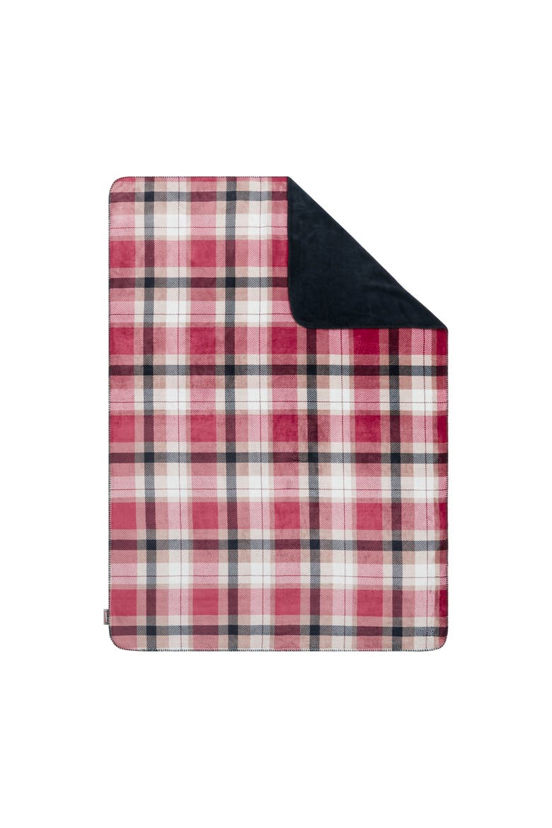 Reversible Plush Throw Blankets, Main, color, Weston Garnet Plaid