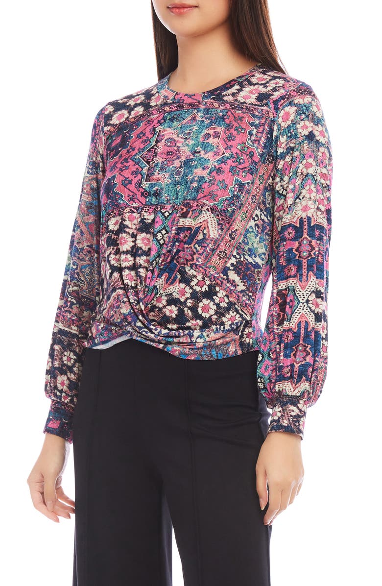 Karen Kane Abstract Print Drape Front Top, Alternate, color, 