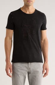 John Varvatos Skull Tiles Raw Edge Graphic T-Shirt