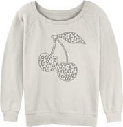 Lost Gods Junior's Leopard Cherries Long Sleeve Oversized Sweatshirt