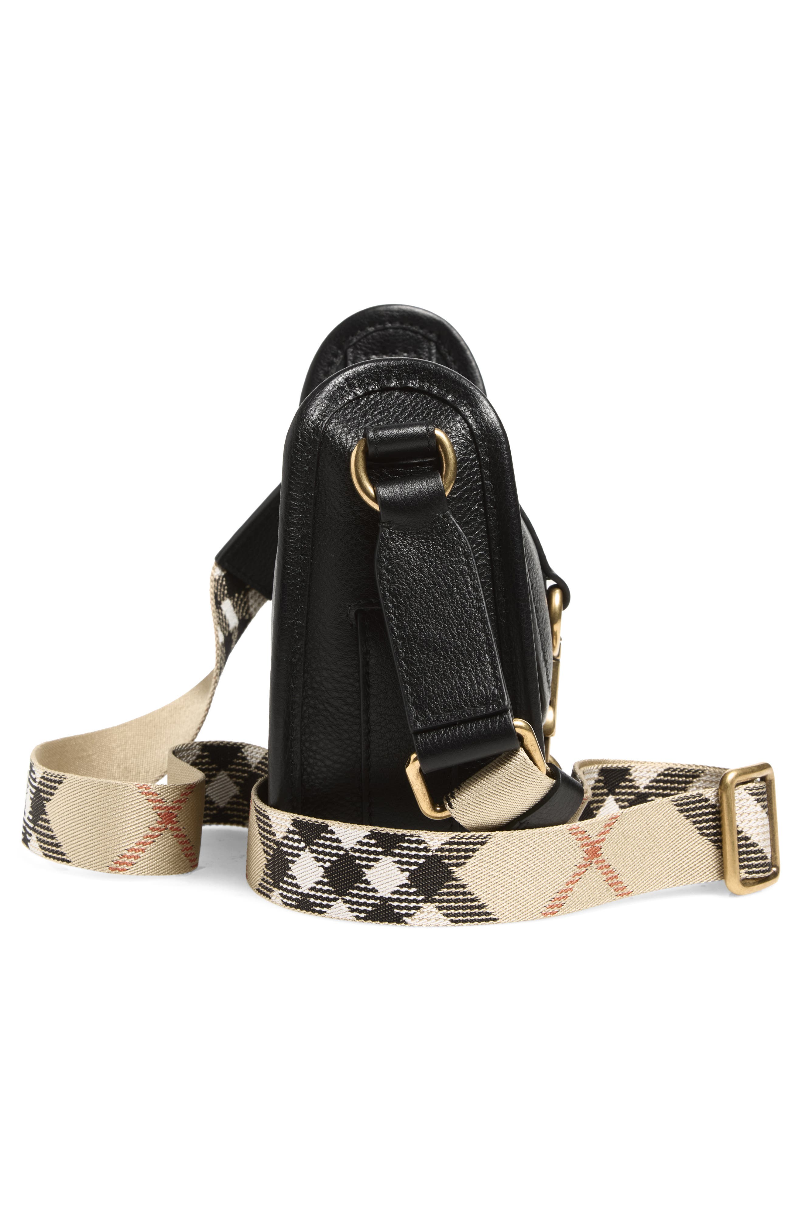 Burberry Mini B Clip Leather Crossbody Bag, Alternate, color, Black