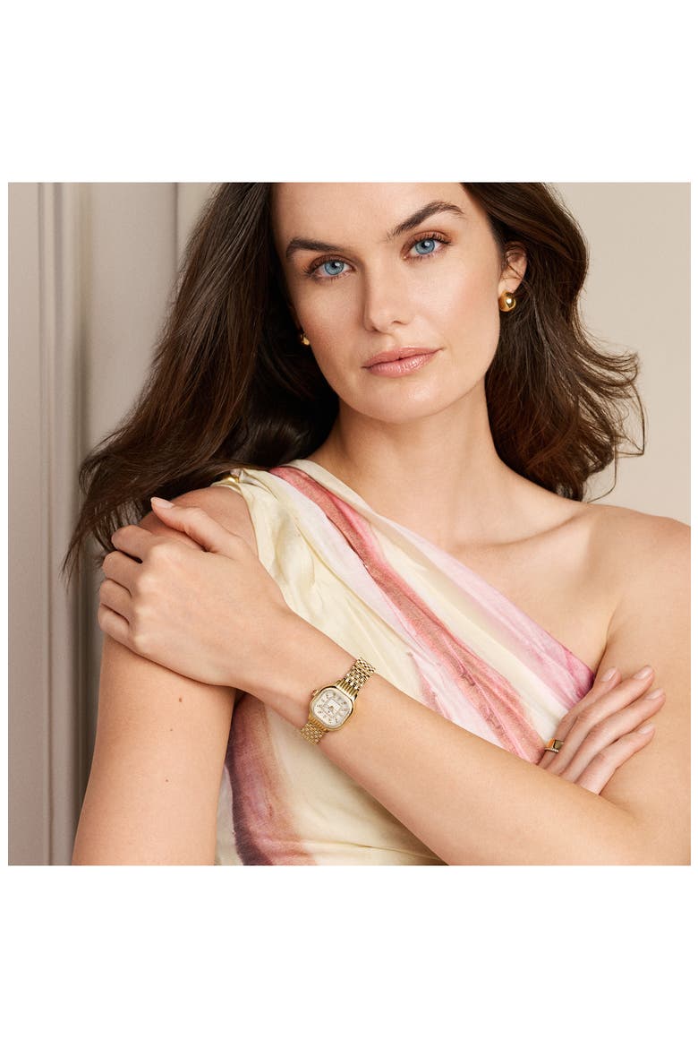 Mini Meggie Mother-of-Pearl & Diamond Bracelet Watch, 23mm x 25mm, Alternate, color, GOLD