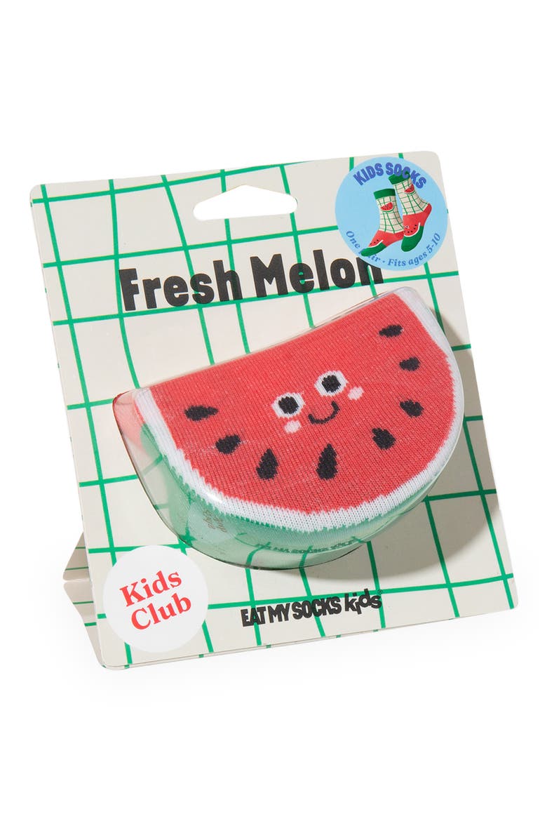 Kids' Watermelon 3D Crew Socks, Alternate, color, MULTICOLOR RED