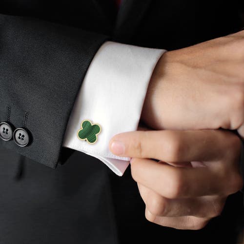 Jan Leslie Four Leaf Clover 18k Gold Vermeil Sterling Cufflinks In Green