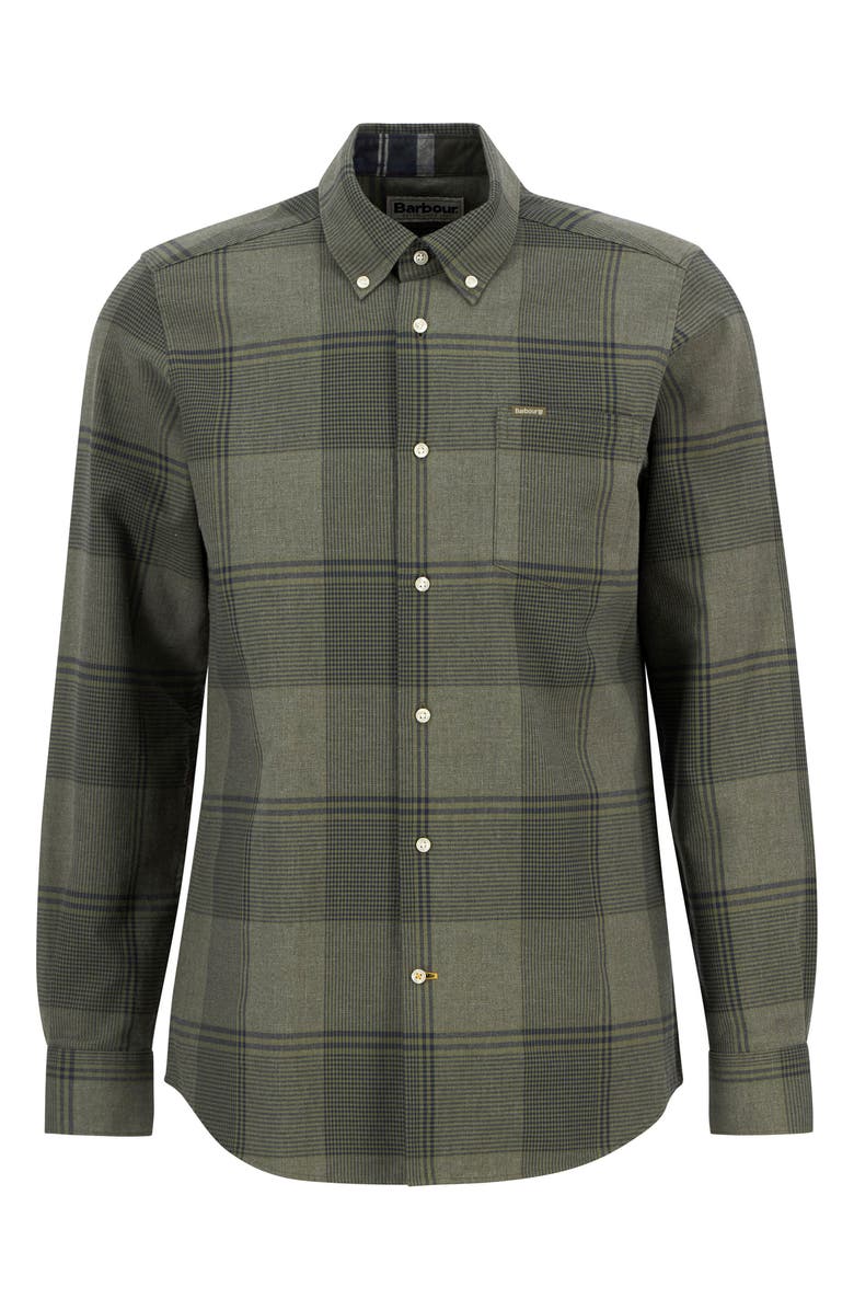 Barbour Heaney Glen Check Cotton Button-Down Shirt, Alternate, color, Olive