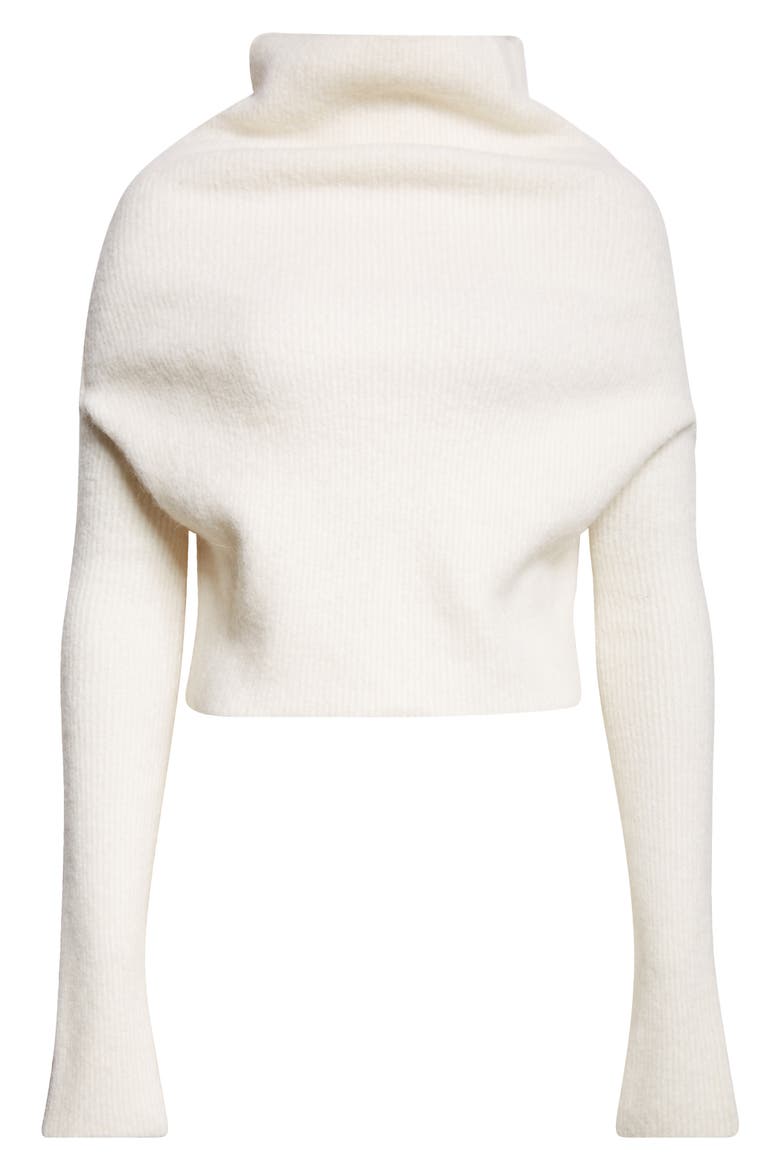Crater Alpaca & Wool Blend Funnel Neck Sweater, Alternate, color, MILK