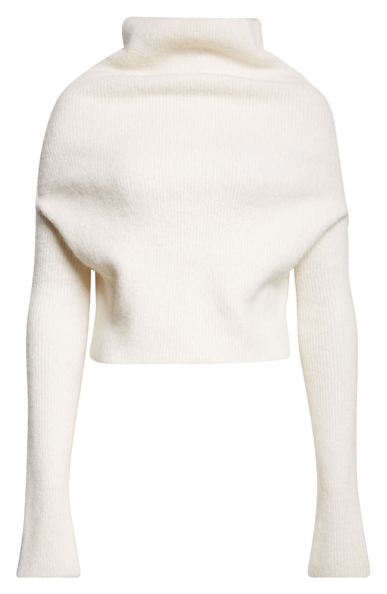Rick Owens Crater Alpaca & Wool Blend Funnel Neck Sweater, Alternate, color, Milk