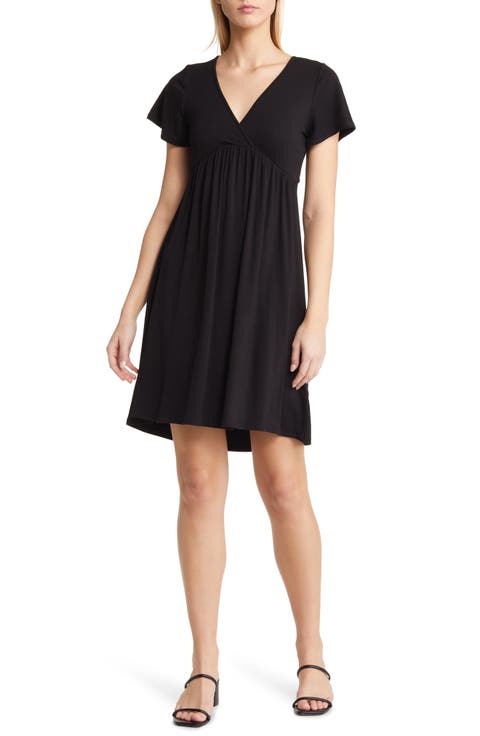 Tie Back Surplice V-Neck Knit Minidress