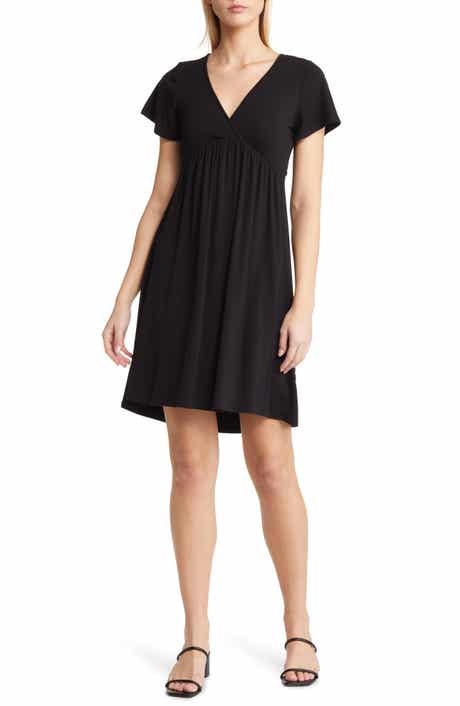 Tie Back Surplice V-Neck Knit Minidress