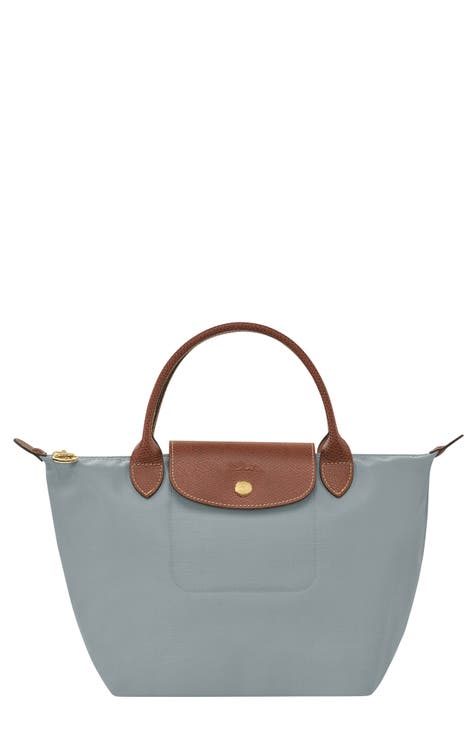 Grey shops leather tote bag