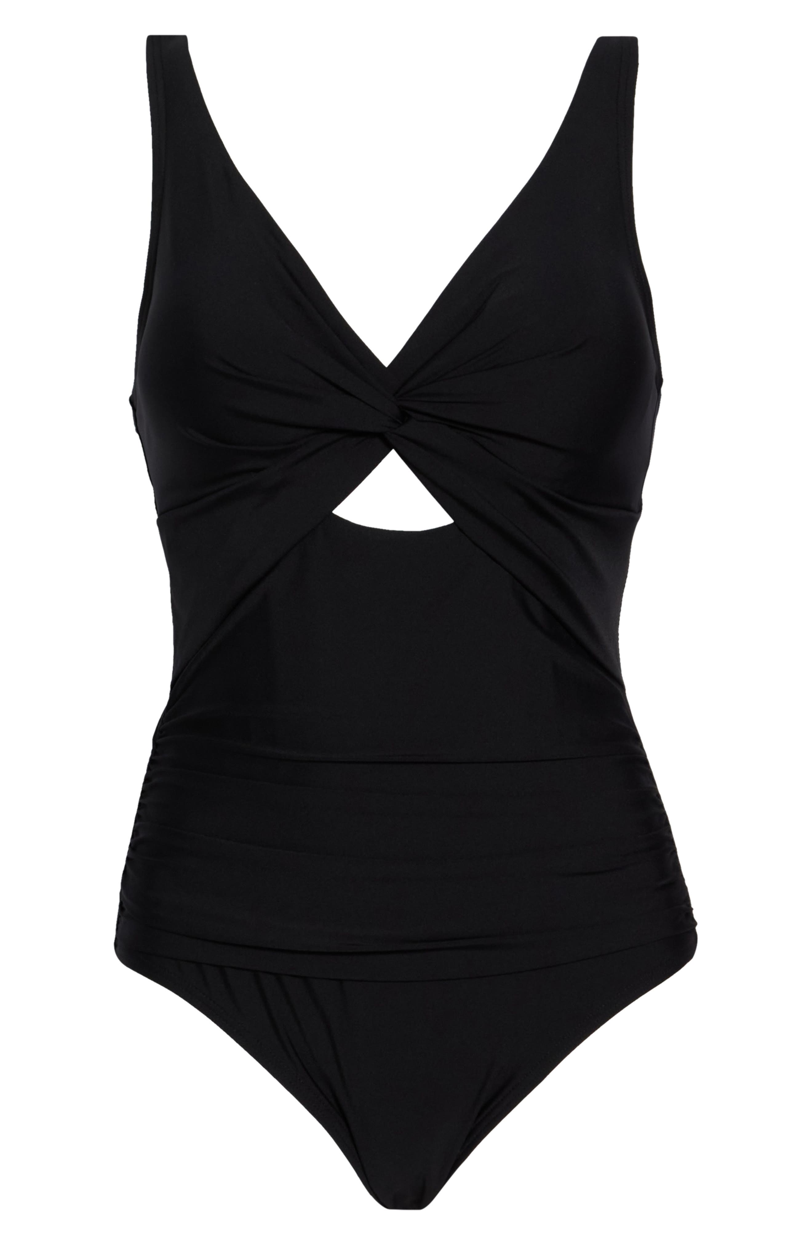 DKNY Twist Keyhole One-Piece Swimsuit