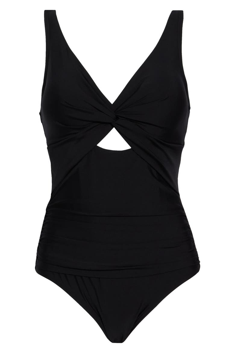 Twist Keyhole One-Piece Swimsuit, Alternate, color, BLACK