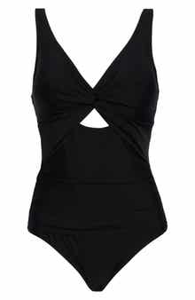 DKNY Twist Keyhole One-Piece Swimsuit